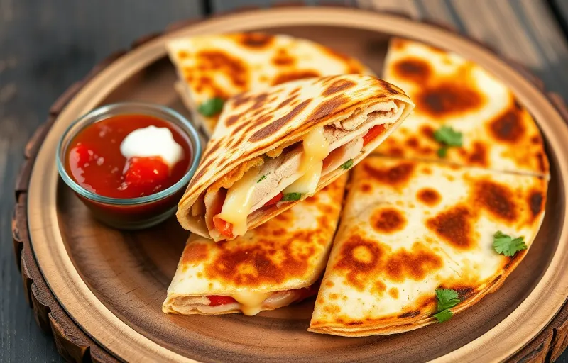 Frequently Asked Questions About Turkey and Cheese Quesadillas  If you’re new to making quesadillas or just want to learn more about this versatile dish, here are some common questions (and answers) to help you make the best Turkey and Cheese Quesadillas possible.  Can I Make Turkey and Cheese Quesadillas Ahead of Time?  Absolutely! Turkey and Cheese Quesadillas are a great option for meal prepping.  How to Prepare Ahead: Assemble the quesadillas and store them uncooked in an airtight container in the refrigerator for up to 2 days. Cook them fresh when you’re ready to eat.  Reheating Tips: If already cooked, reheat the quesadillas in a skillet over medium heat to retain their crispiness. You can also use an oven or toaster oven at 350°F (175°C) for 5–7 minutes. Avoid microwaving, as this can make the tortillas soggy.  What’s the Best Cheese to Use in a Quesadilla?  The best cheese is one that melts well and complements the flavors of the turkey.  Top Choices: Cheddar, Monterey Jack, or a Mexican cheese blend are excellent options for their creamy texture and mild flavor.  For Extra Flavor: Add Pepper Jack for a spicy kick or Gouda for a smoky twist.  Dairy-Free Alternatives: If you’re lactose-intolerant or vegan, opt for plant-based cheeses that melt, such as almond or cashew-based options.  Can I Freeze Turkey and Cheese Quesadillas?  Yes, quesadillas are freezer-friendly and perfect for quick meals.  How to Freeze: Assemble and cook the quesadillas, then allow them to cool completely. Wrap each quesadilla individually in plastic wrap or aluminum foil, then store them in a freezer-safe bag or container.  How to Reheat: Reheat frozen quesadillas directly from the freezer in a skillet or oven. Avoid the microwave to maintain a crispy texture.  What Can I Use Instead of Turkey?  Turkey is a versatile protein, but there are plenty of alternatives if you want to switch things up.  Chicken: Shredded or grilled chicken is a popular substitute.  Vegetarian Options: Use black beans, pinto beans, or a plant-based meat alternative.  Seafood: Shrimp or cooked fish can add a unique twist to your quesadilla.  How Can I Make the Quesadilla Healthier?  There are several ways to make your quesadilla even more nutritious:  Use whole wheat or low-carb tortillas for added fiber and fewer carbs.  Choose lean turkey and low-fat cheese to reduce calories and saturated fat.  Add more vegetables, such as spinach, mushrooms, or bell peppers, for extra vitamins and minerals.  Why Are My Quesadillas Falling Apart?  If your quesadillas are difficult to flip or don’t hold together, here are some tips:  Don’t Overfill: Keep the fillings moderate to ensure the tortilla can hold everything together.  Use Cheese as a Glue: Sprinkle a layer of cheese on both the bottom and top of the fillings to help everything stick.  Cook at the Right Temperature: Cook over medium heat to allow the cheese to melt and the tortilla to crisp without burning.  Can I Make Turkey and Cheese Quesadillas Gluten-Free?  Yes, making gluten-free quesadillas is easy!  Gluten-Free Tortillas: Look for gluten-free options made from corn, almond flour, or cassava flour.  Ingredient Check: Ensure your fillings, such as pre-cooked turkey or cheese, are certified gluten-free if you have dietary restrictions.  What Dips or Sides Go Well with Turkey and Cheese Quesadillas?  A quesadilla is delicious on its own, but adding dips and sides can elevate the meal.  Dips: Serve with guacamole, salsa, pico de gallo, or low-fat sour cream.  Sides: Pair with a fresh salad, roasted vegetables, or a bowl of soup for a complete meal.  Creative Additions: Try a drizzle of chipotle sauce or a side of Mexican rice for extra flavor.  Conclusion  Turkey and Cheese Quesadillas are the ultimate combination of health, flavor, and convenience. Packed with lean protein, gooey cheese, and endless customization options, they make a perfect meal for lunch, dinner, or even a quick snack. Their low-calorie profile and versatility mean you can tailor them to suit your dietary needs and personal tastes.  Now it’s your turn to bring this recipe to life! Whether you stick to the classic version or get creative with your own customizations, these quesadillas are sure to become a favorite in your kitchen.  We’d love to hear from you! Let us know how your Turkey and Cheese Quesadillas turned out in the comments below. Did you try any fun variations or add a unique twist? Share your experience and inspire others to enjoy this delicious dish!